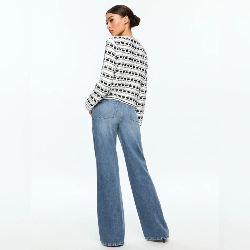 NWT $495 Alice + Olivia Marjorie Textured Tweed Stitch Cardigan